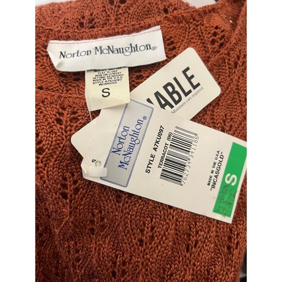NWT VTG Norton McNaughton Women Open texture Knit Top Small Crew-neck USA Mature - Picture 10 of 16
